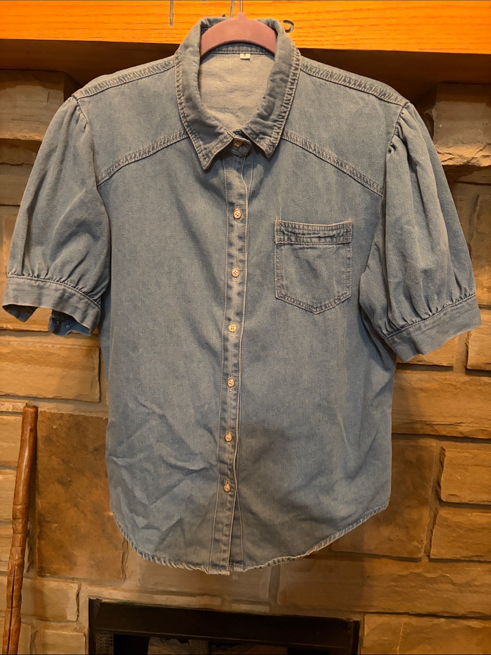 Casual Blue Denim Short-Sleeve Shirt